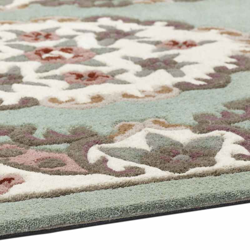 Shensi Traditional Half Moon Rugs in Green