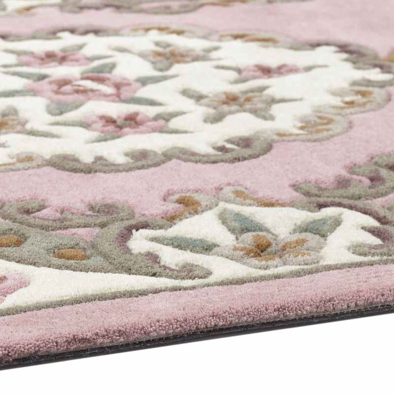 Shensi Traditional Half Moon Rugs in Rose Pink