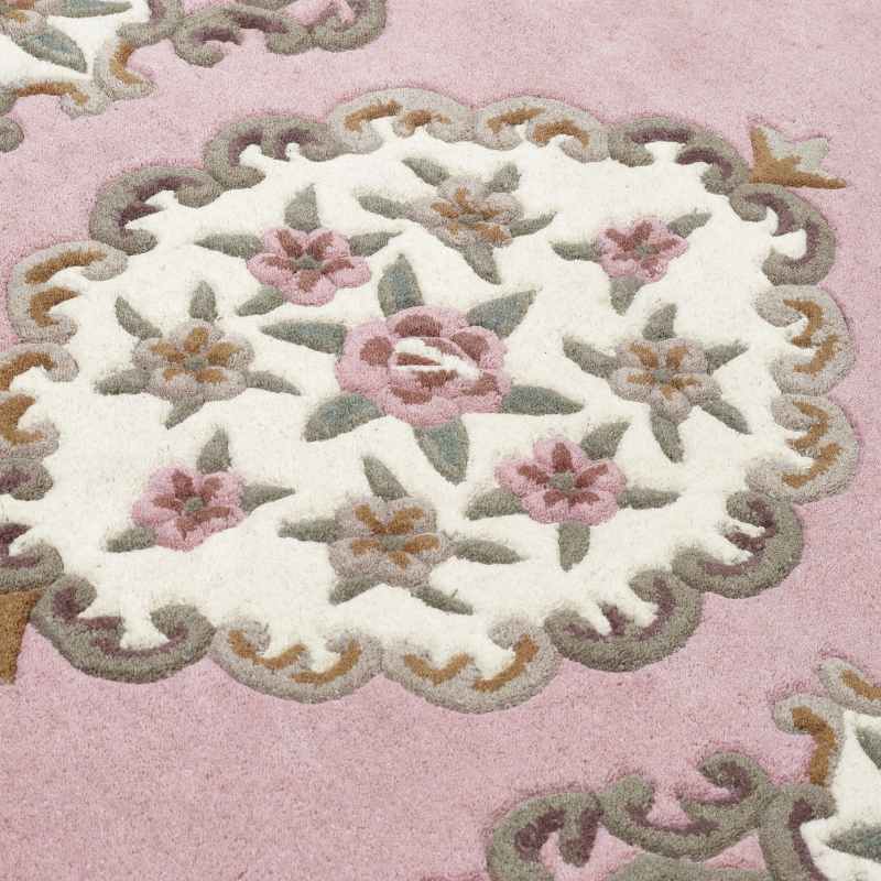 Shensi Traditional Half Moon Rugs in Rose Pink