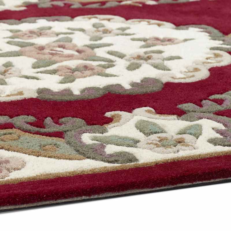Shensi Traditional Half Moon Rugs in Wine