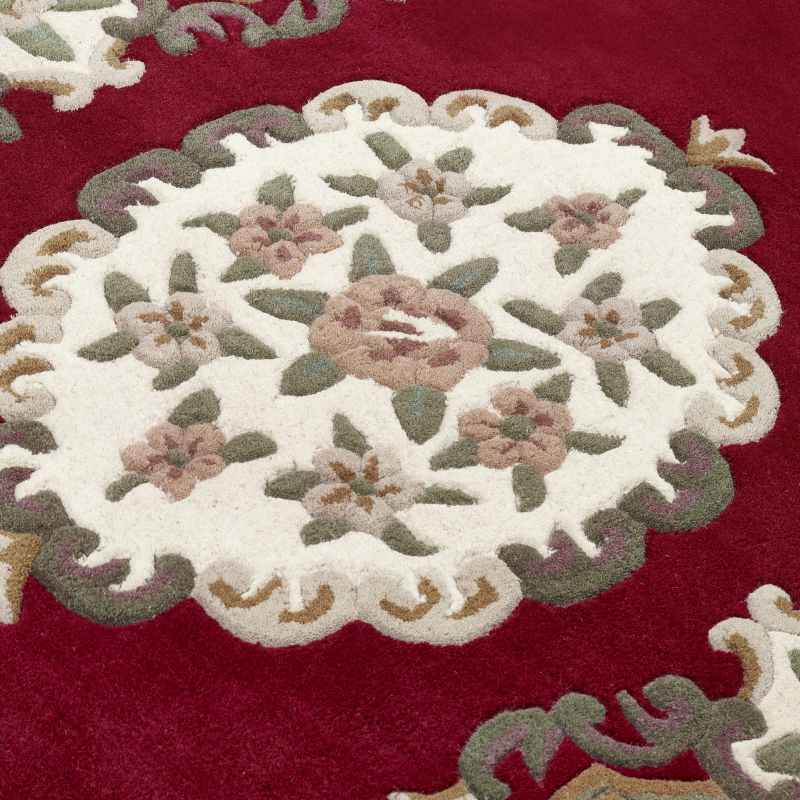 Shensi Traditional Half Moon Rugs in Wine