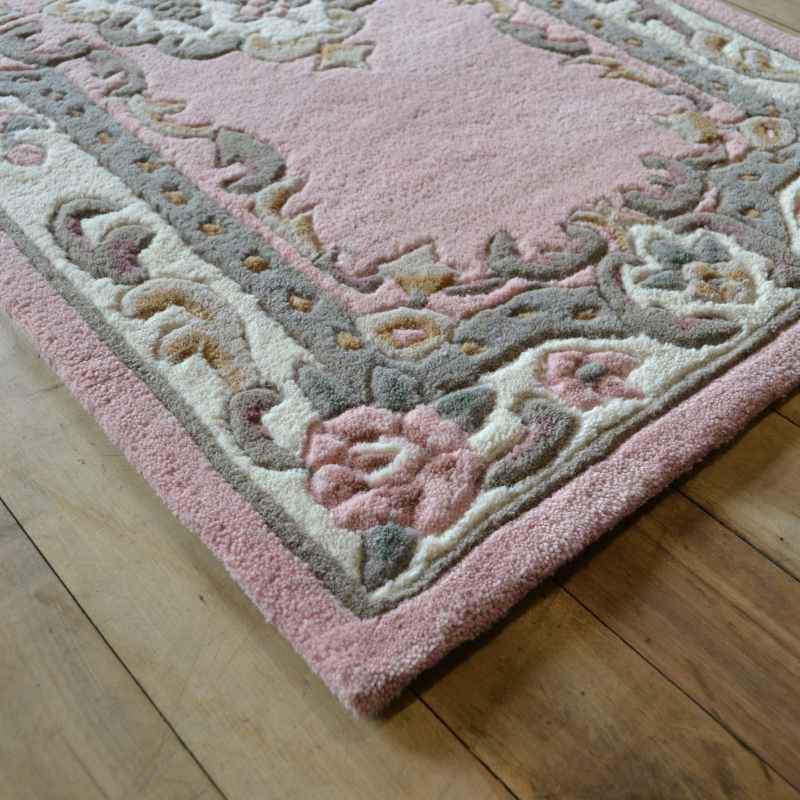 Shensi Traditional Wool Runner in Rose Pink