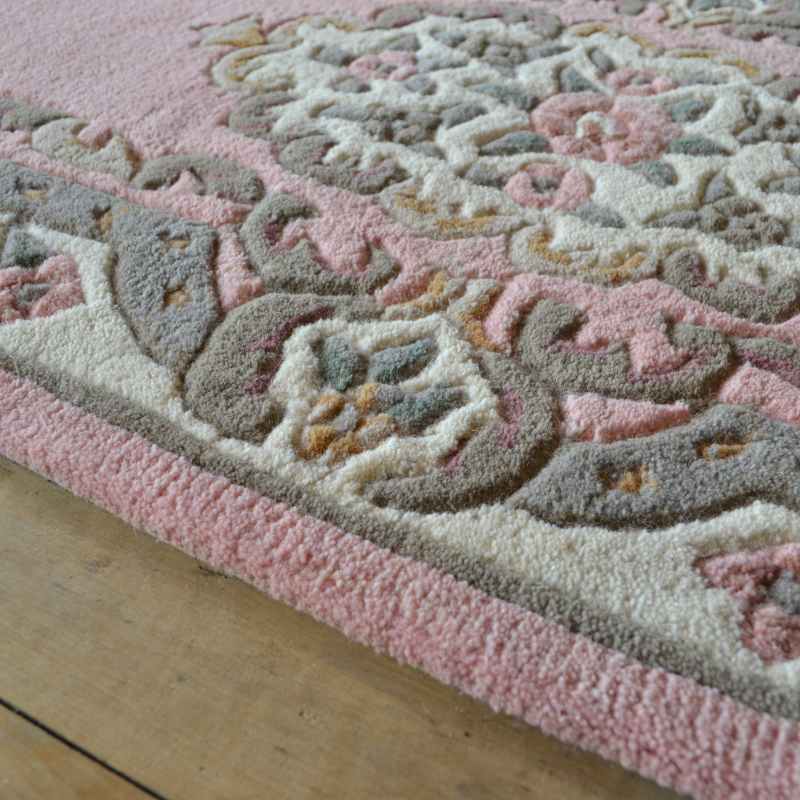 Shensi Traditional Wool Runner in Rose Pink