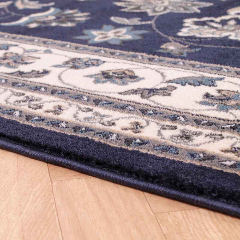 Sherborne Traditional Bordered Rugs in Navy Blue