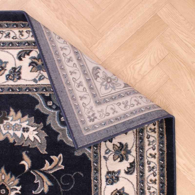 Sherborne Traditional Bordered Rugs in Navy Blue