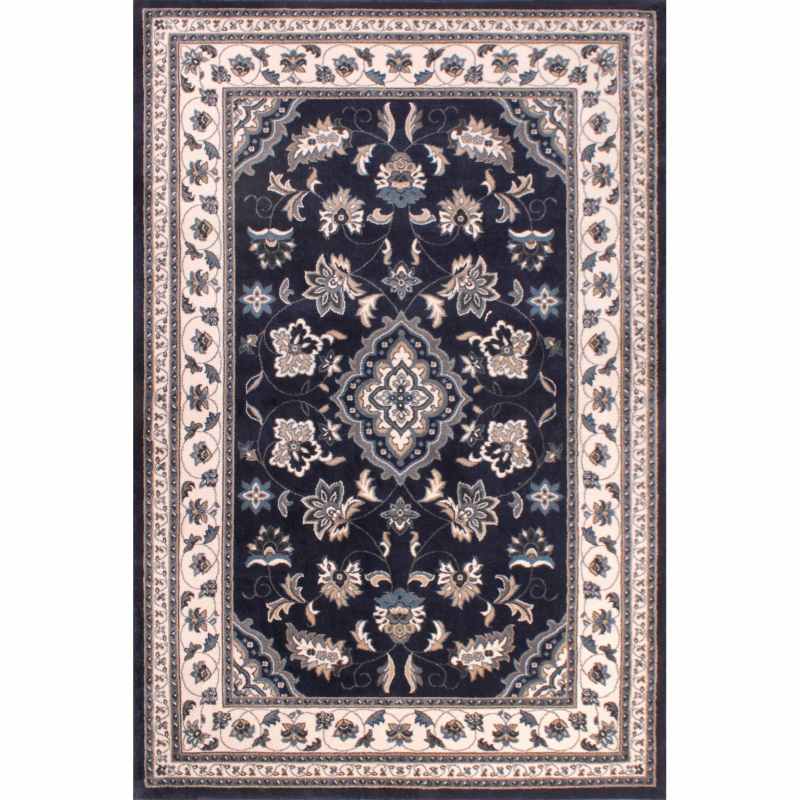 Sherborne Traditional Bordered Rugs in Navy Blue