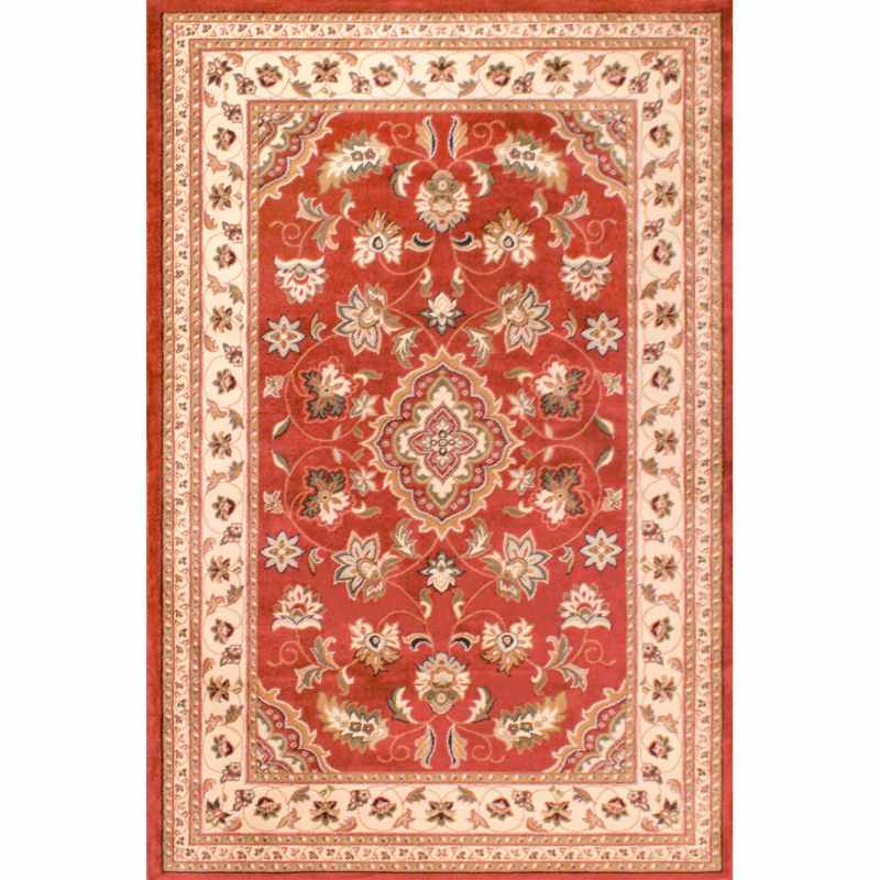 Sherborne Traditional Bordered Rugs in Terracotta Orange