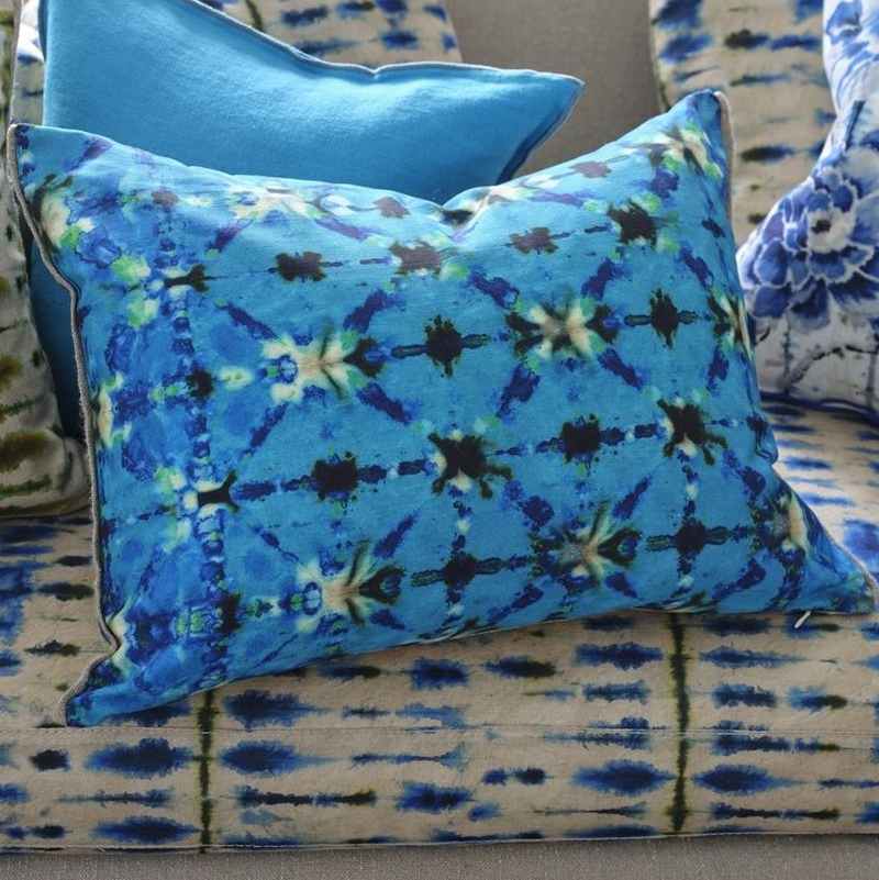 Shibori Tie Dye Cushion by Designers Guild in Cobalt Blue