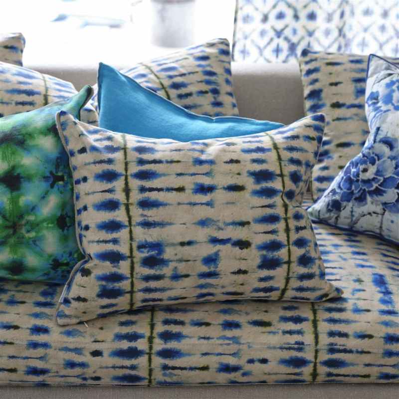 Shibori Tie Dye Cushion by Designers Guild in Cobalt Blue