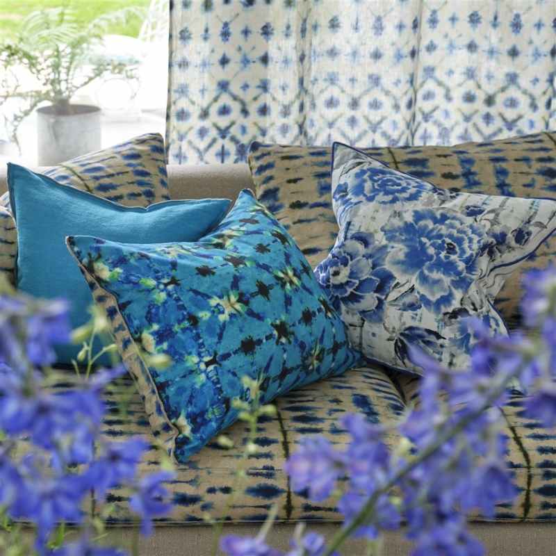 Shibori Tie Dye Cushion by Designers Guild in Cobalt Blue