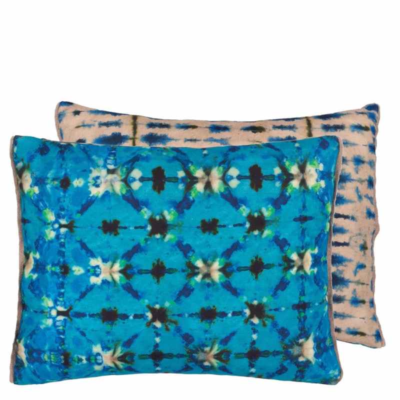 Shibori Tie Dye Cushion by Designers Guild in Cobalt Blue