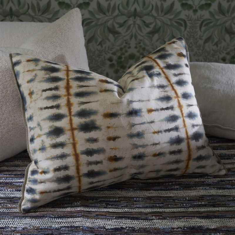 Shibori Tie Dye Cushion by Designers Guild in Slate Grey