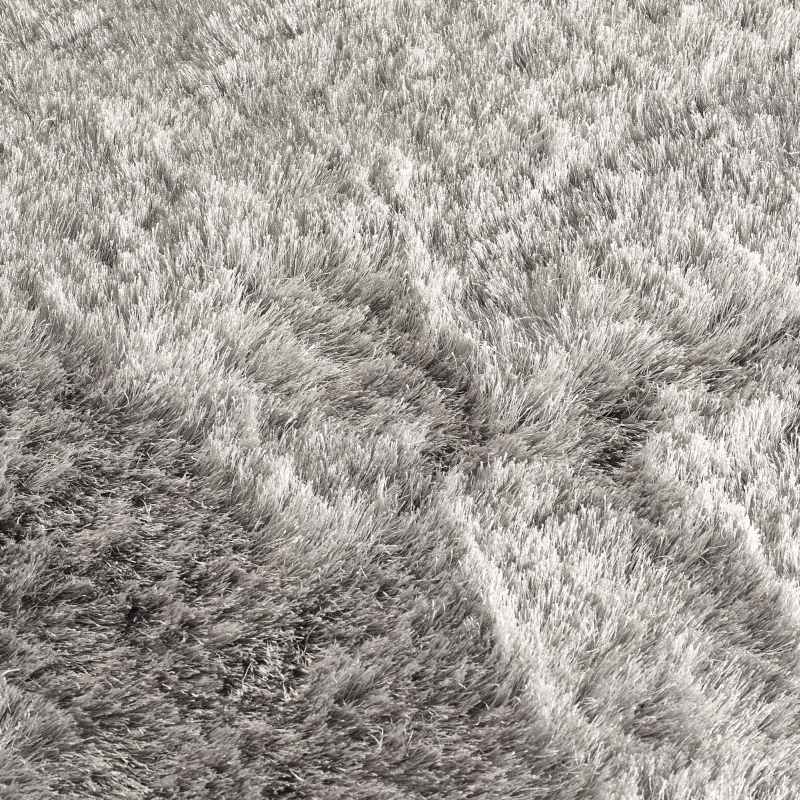Shimmer Shaggy Lustrous Rugs in Silver