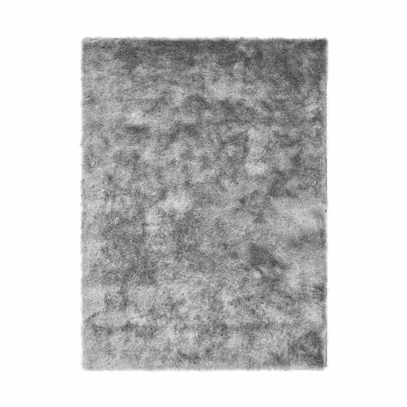 Shimmer Shaggy Lustrous Rugs in Silver