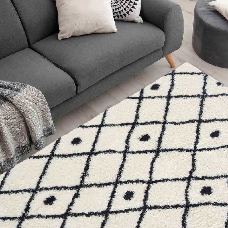 Snug Nomadic Shaggy Geometric Rugs in White