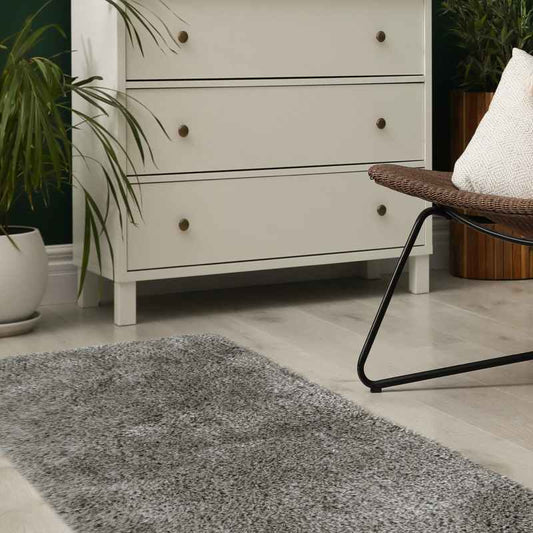 Soft Washable Cosy Modern Shaggy Runner Rugs in Grey