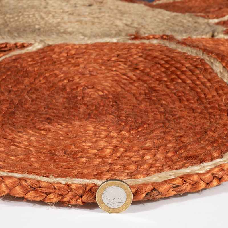 Spinningfields Circle Flower Jute Modern Rugs in Orange