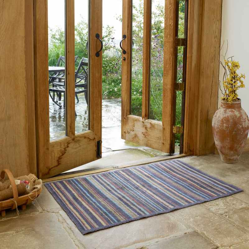 Stripe Washable Doormats in Charcoal Grey by Turtle Mat
