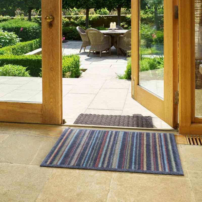 Stripe Washable Doormats in Charcoal Grey by Turtle Mat