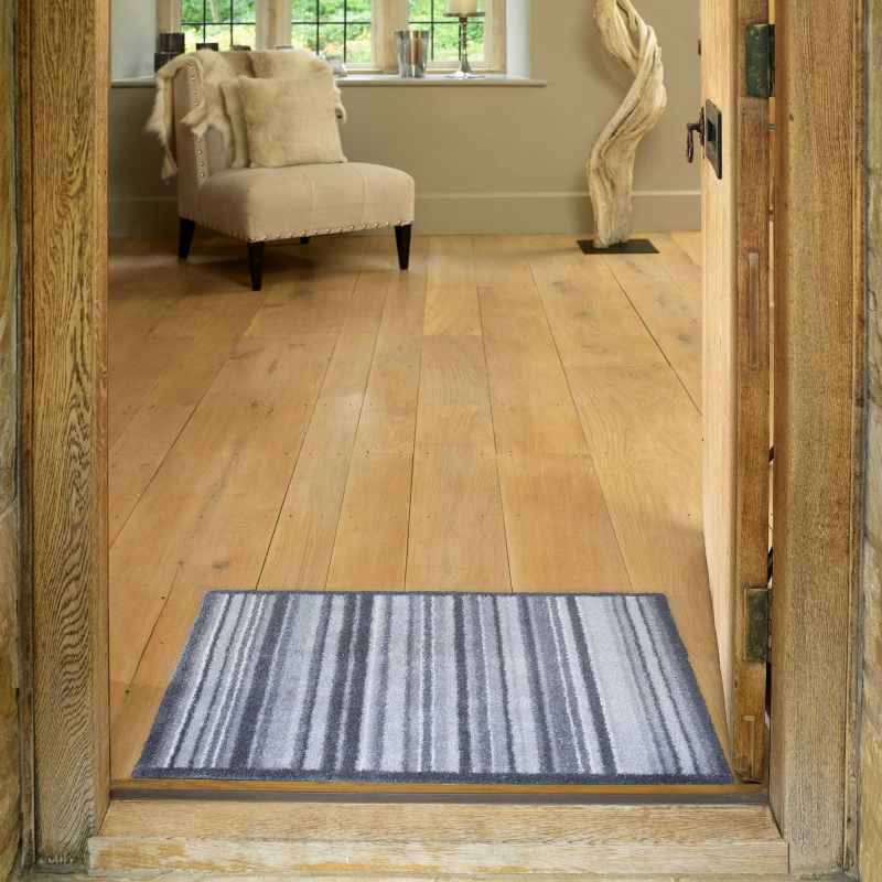 Stripe Washable Doormats in Slate Grey by Turtle Mat