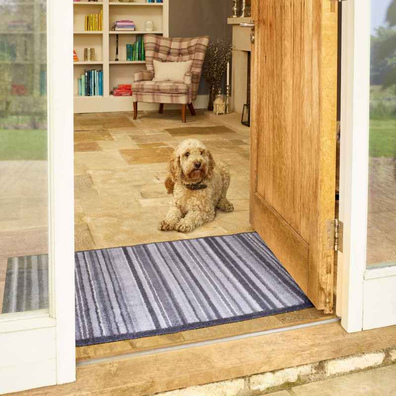 Stripe Washable Doormats in Slate Grey by Turtle Mat
