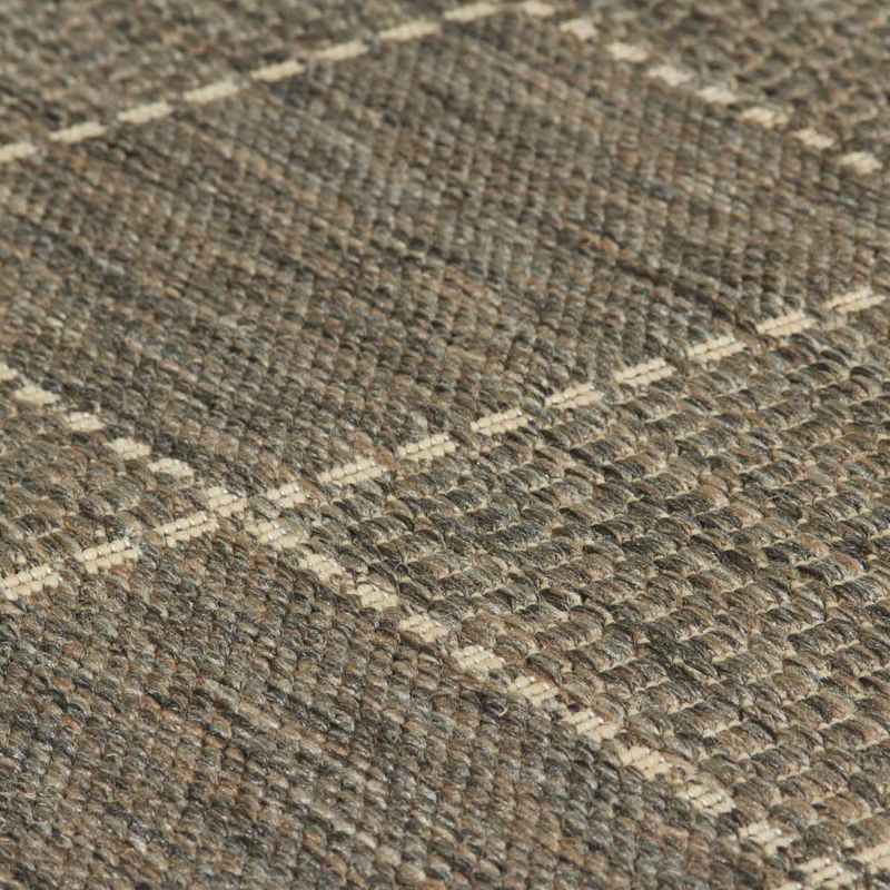 Checked Flatweave  Anti Slip Kitchen Rugs in Brown Grey