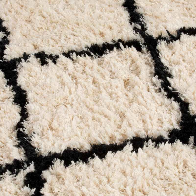 Tahira Berber Diamond Shaggy Rug in Cream White