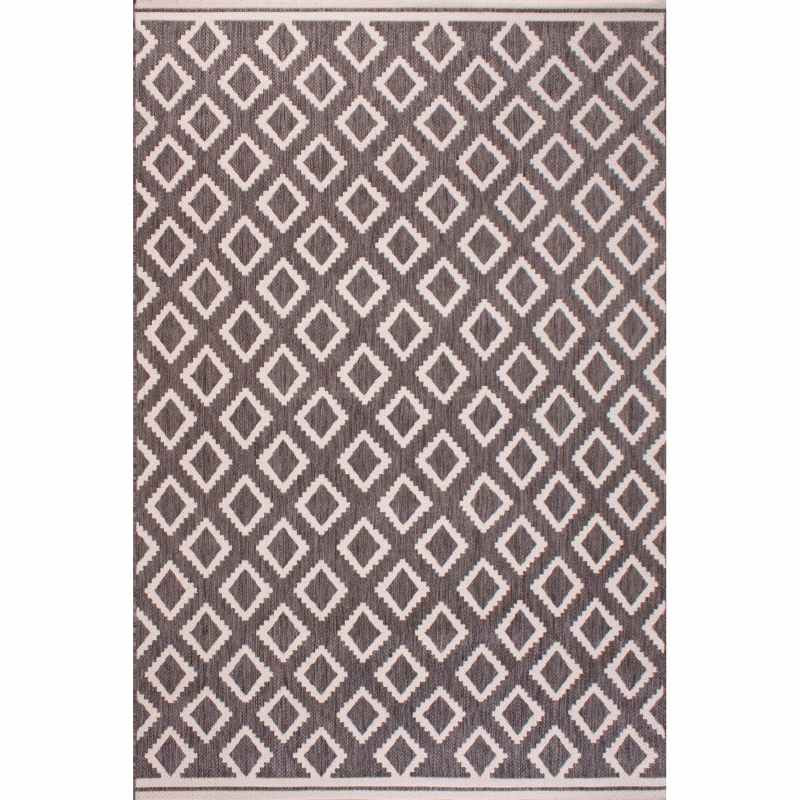 Terrace Diamond Modern Geometric Indoor Outdoor Rugs in Grey