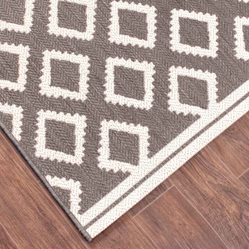Terrace Diamond Modern Geometric Indoor Outdoor Rugs in Grey