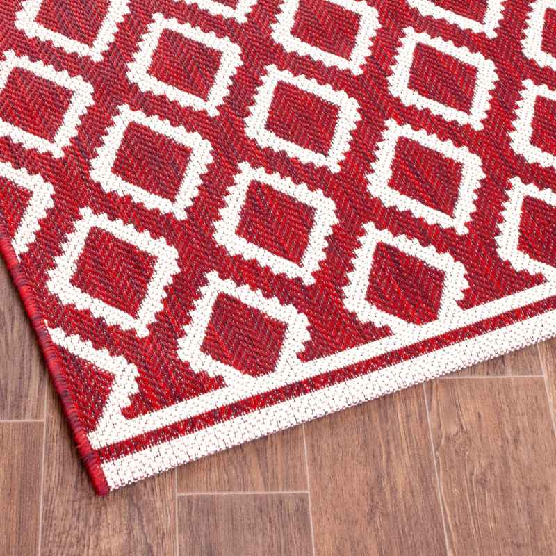 Terrace Diamond Modern Geometric Indoor Outdoor Rugs in Red