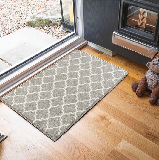 Washable Gel-Back Havana Trellis Grey Rug