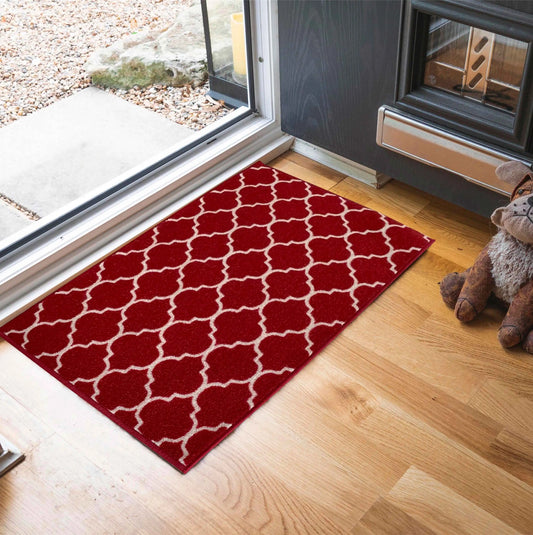 Washable Gel-Back Havana Trellis Red Rug