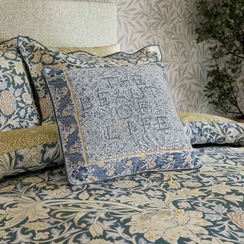 Trent Floral Cushion by Morris & Co in River Wandle Blue