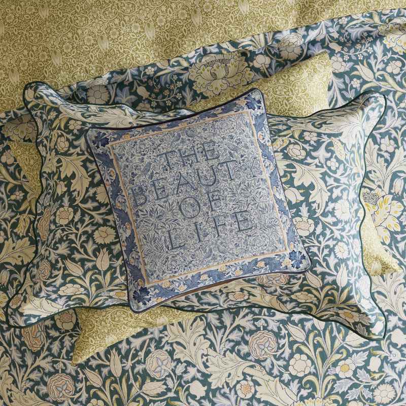 Trent Floral Cushion by Morris & Co in River Wandle Blue