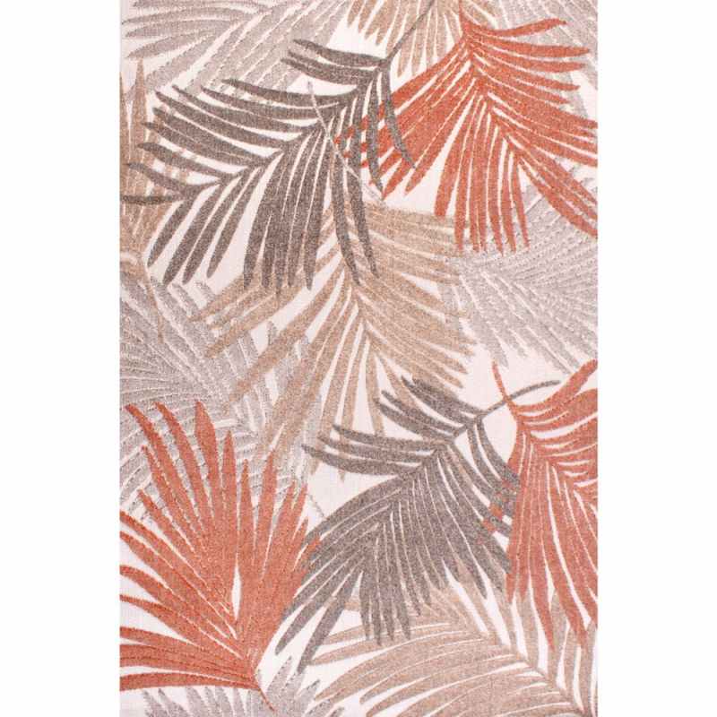 Indoor Outdoor Tropical D400A Botanical Palm Leaf Print rug in Terracotta