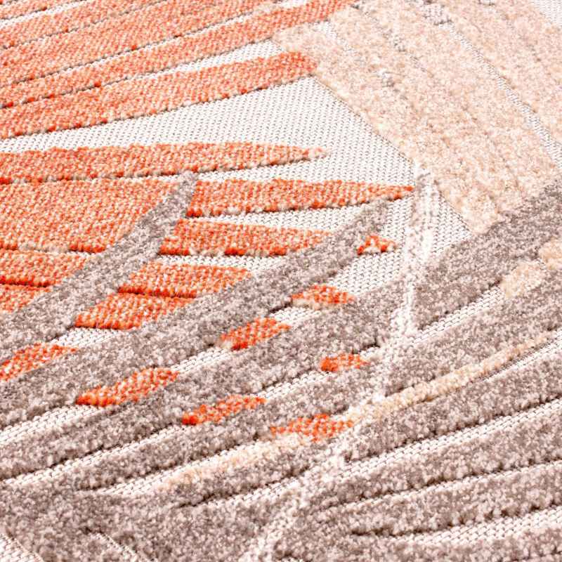 Indoor Outdoor Tropical D400A Botanical Palm Leaf Print rug in Terracotta