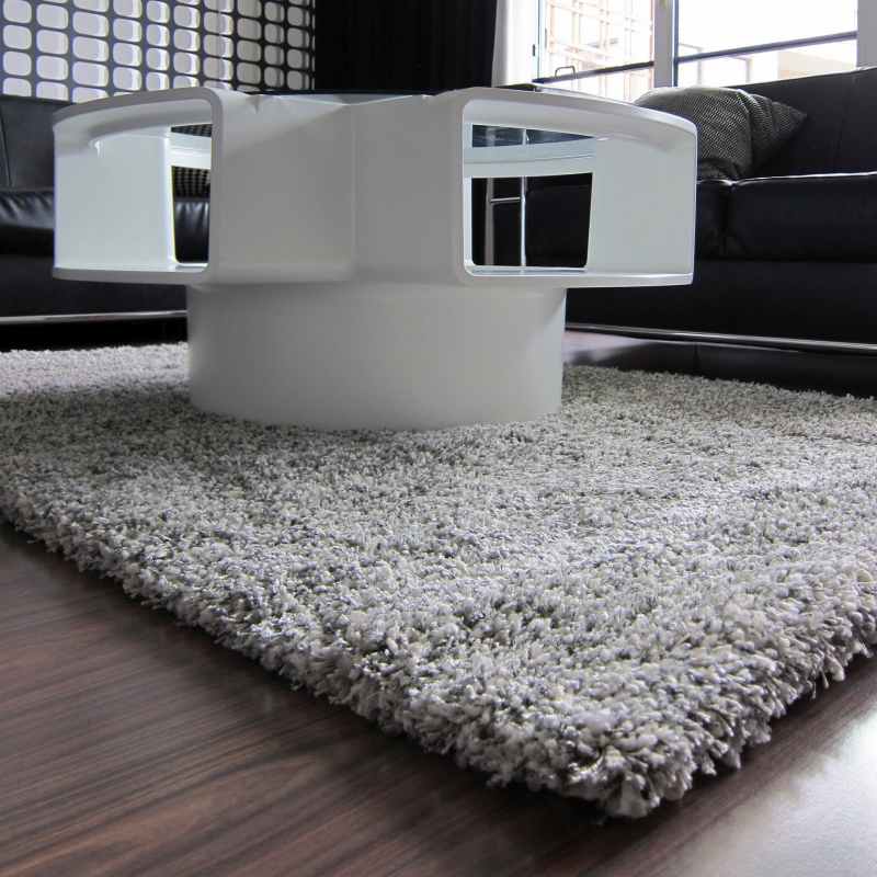 Twilight Speckled Shaggy Rugs 39001 6699 in White Silver