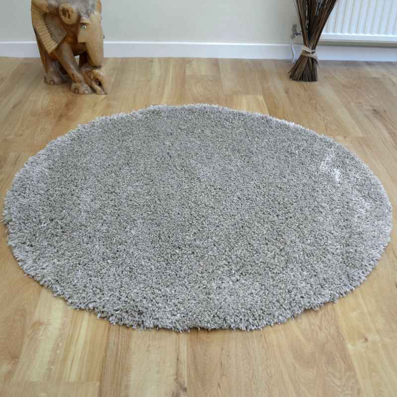 Twilight Speckled Shaggy Circle Rugs 39001 6611 in Linen