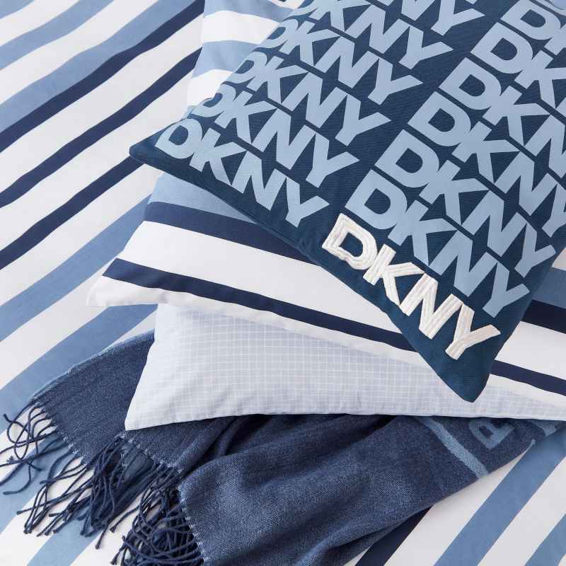 Urban Stripe Cotton Bedding and Pillowcase by DKNY in Blue