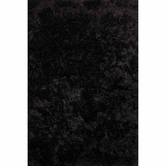Flossy Plain Shaggy Rugs in Black