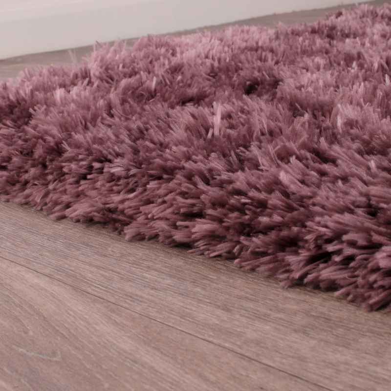 Flossy Plain Shaggy Rugs in Heather Purple