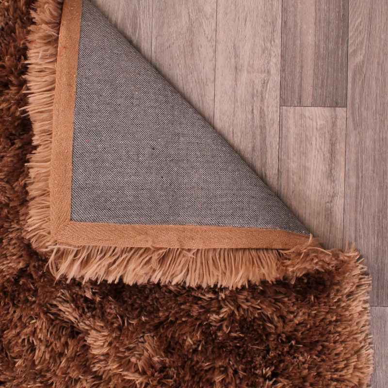 Flossy Plain Shaggy Rugs in Mink Beige