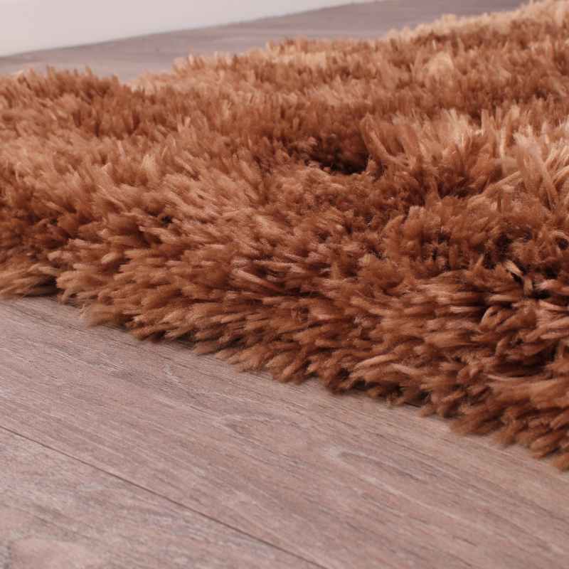 Flossy Plain Shaggy Rugs in Mink Beige