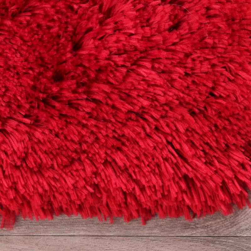 Flossy Plain Shaggy Rugs in Red