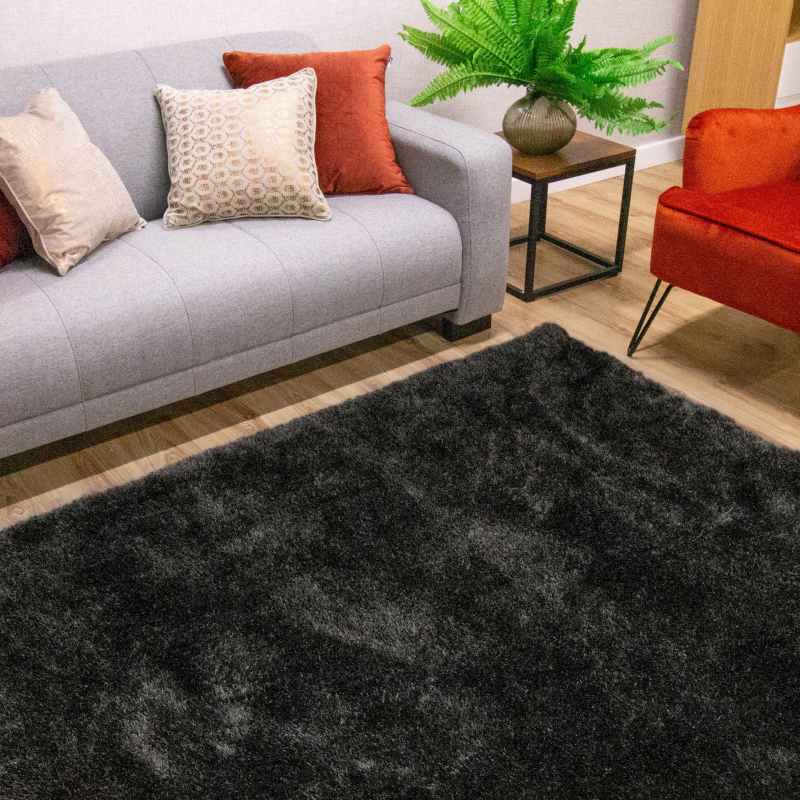 Indigo Plain Shaggy Rugs in Grey