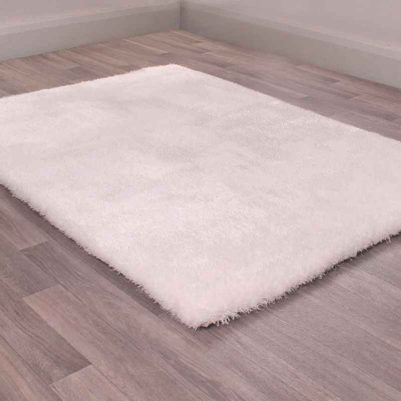 Indigo Plain Shaggy Rugs in Ivory