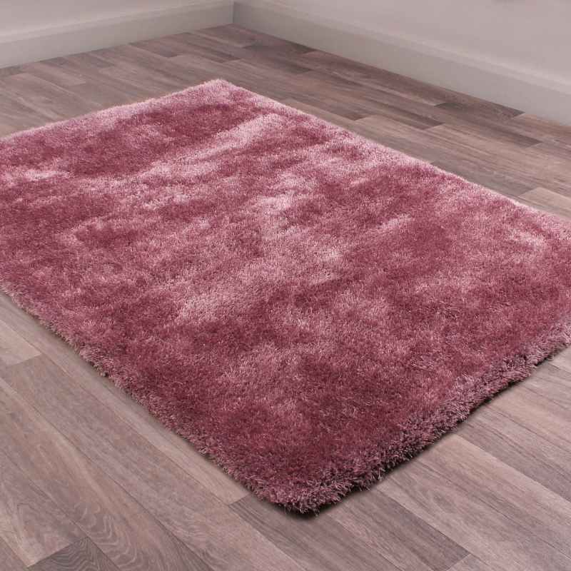 Indigo Plain Shaggy Rugs in Mauve Purple