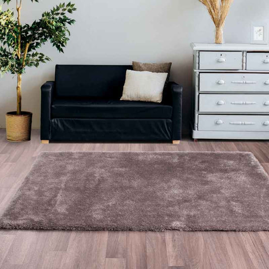 Indigo Plain Shaggy Rugs in Silver