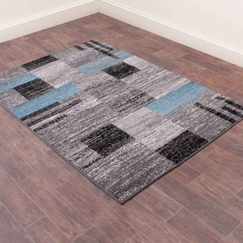 Spirit Blocks Geometric Rugs in Teal Green