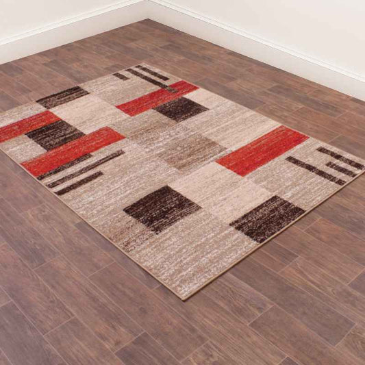 Spirit Blocks Geometric Rugs in Terracotta Orange